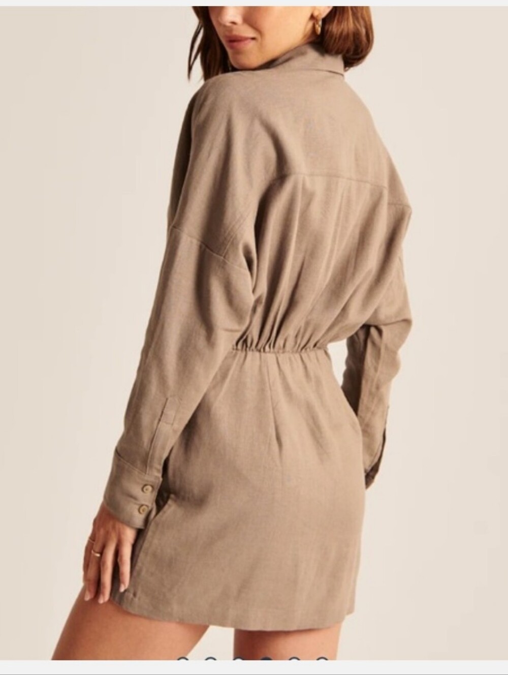 Abercrombie & Fitch Linen Mini Shirt Dress Long Sleeves Button Front Small